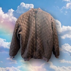 I AM BROWN QUILTED SILK BOMBER JACKET - SZ L